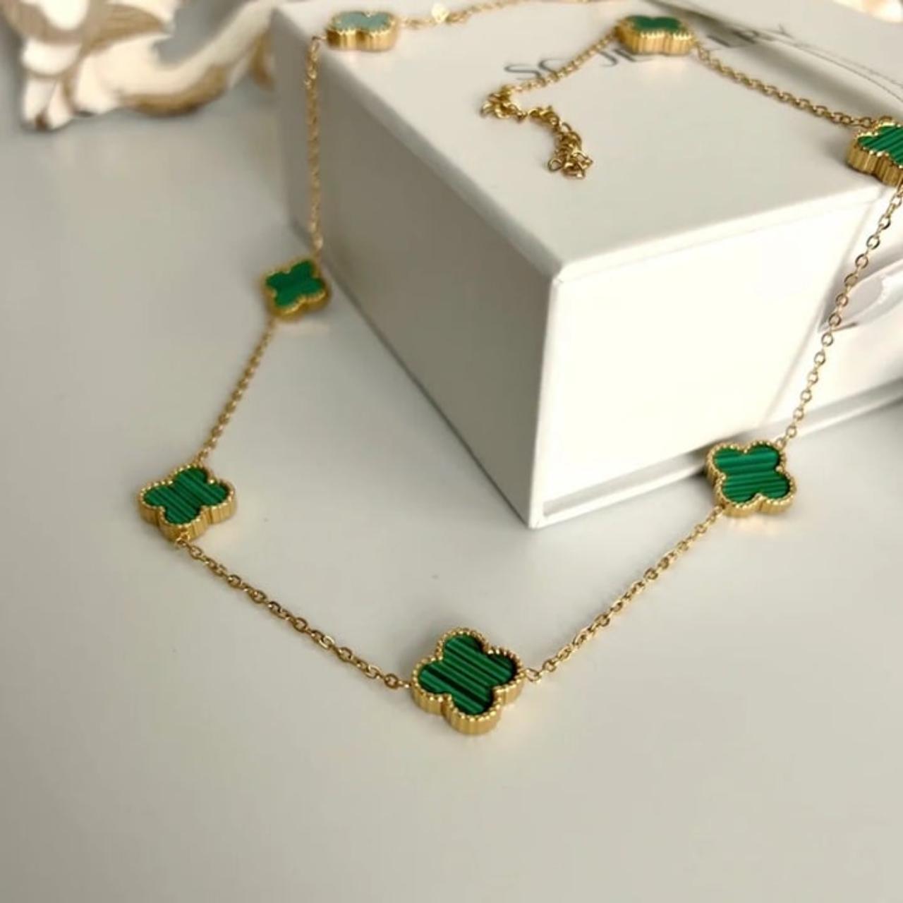 Clover Necklace 6 Motifs Malachite Leaf Luxury Jewellry With Earrings