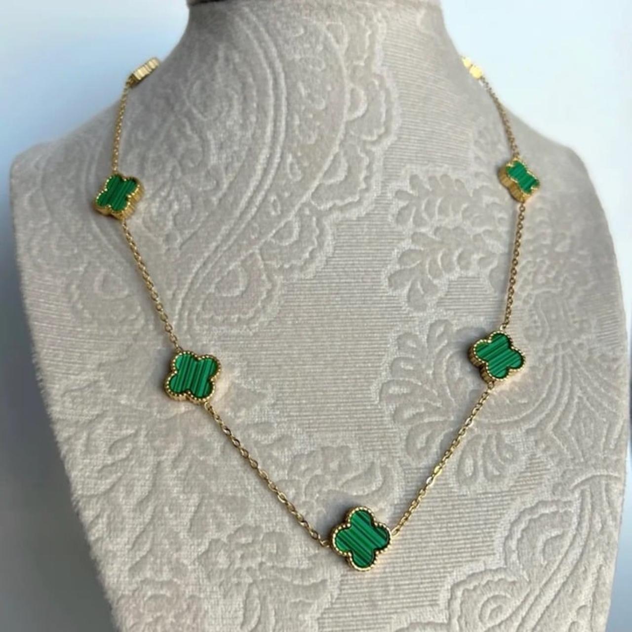 Clover Necklace 6 Motifs Malachite Leaf Luxury Jewellry With Earrings