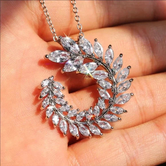 Swarovski Leaf Necklace With Earrings